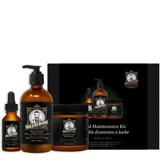 Educated Beards Ensemble d'entretien de la barbe "Smoke & Moss Beard Maintenance Kit" - 3 Pièces