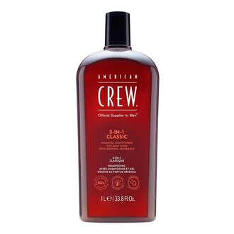American Crew Nettoyant 3 en 1 "Classic" Shampoing, revitalisant et gel douche sauge + romarin