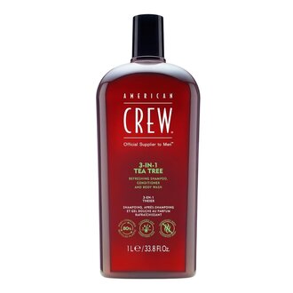 American Crew Nettoyant  3 en 1 "Tea Tree" Shampoing, revitalisant & gel douche
