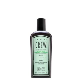 American Crew Nettoyant 3 en 1 "Salon Exclusive Citrus + Mint" Shampoing, revitalisant et gel de douche