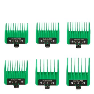 BaByliss PRO Ensemble de 6 guides de coupe "FXPCG2 Precision Clipper Guards" - Vert