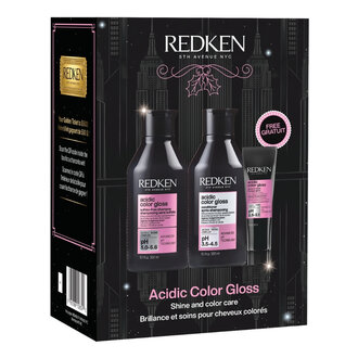 Redken Trio radiance et soin "Acidic Color Gloss" shampoing et revitalisant + masque lustrant (2x300ml/10.14oz, 30ml/1.0oz)