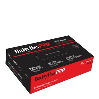 BaByliss PRO Disposable Powder-Free Vinyl Gloves (Box of 100) - Medium - Black