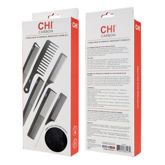 CHI Ensemble de 6 peignes en carbone + Pochette de rangement