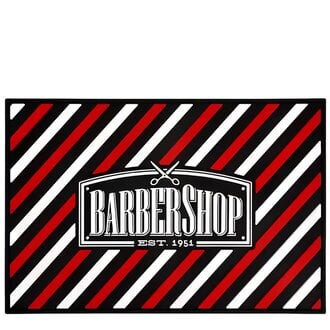 Golden Devon Tapis de station de barbier "BarberShop Est. 1951" - Rouge (45cm/17.72" x 30cm/11.81")