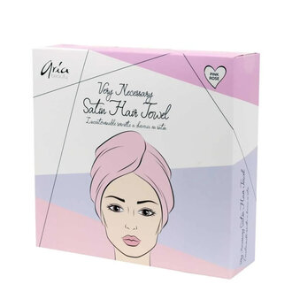 Aria Beauty Satin Hair Towel - Pink