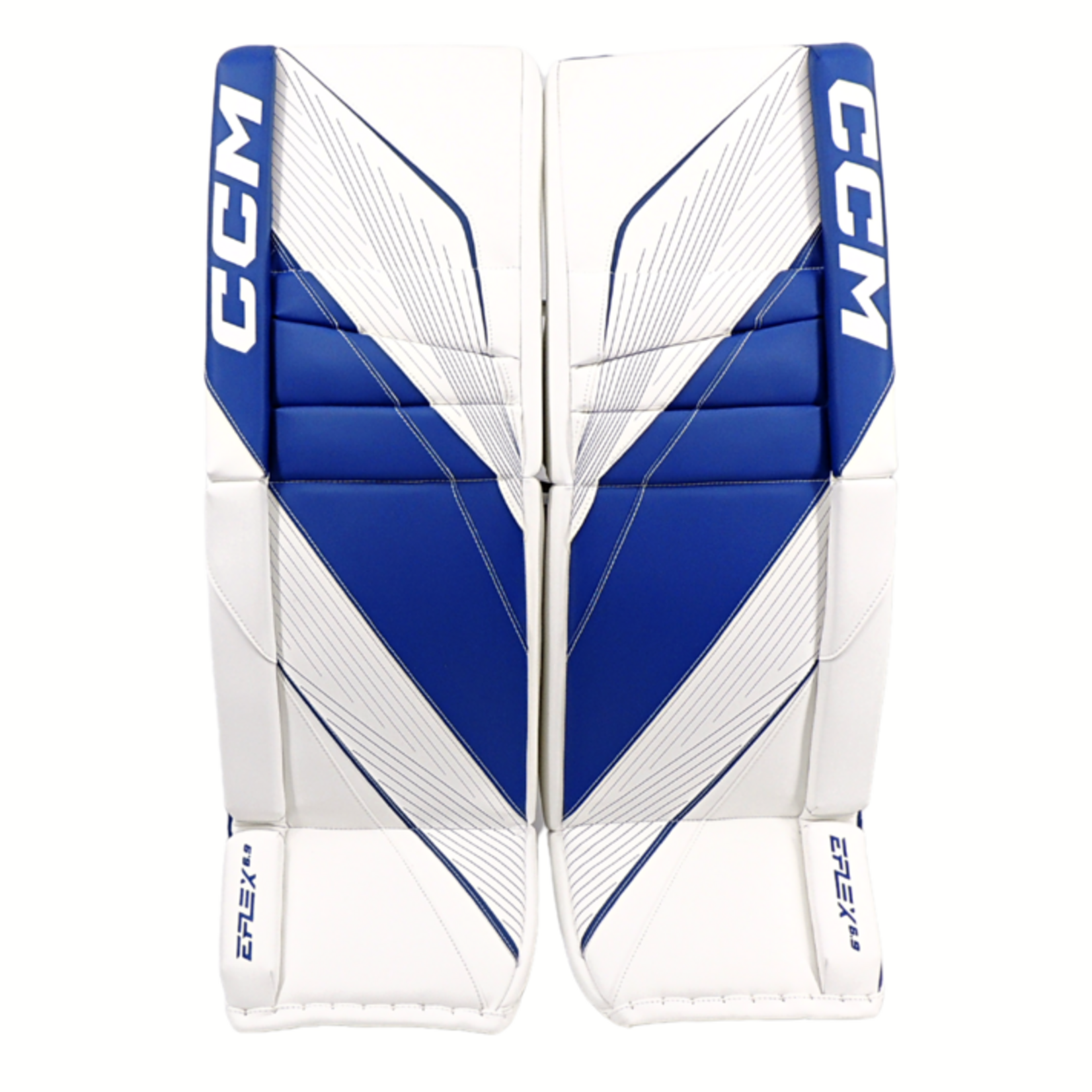CCM Hockey EFLEX 6.5 CCM Goalie Pads White/Blue 34+1