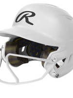 Rawlings RAWLINGS MACH HI-VIZ 1-TONE BATTING HELMET WITH ATTACHED VIZSBFG - MATTE WHITE - SR