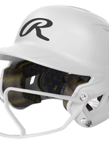 Rawlings RAWLINGS MACH HI-VIZ 1-TONE BATTING HELMET WITH ATTACHED VIZSBFG - MATTE WHITE - SR