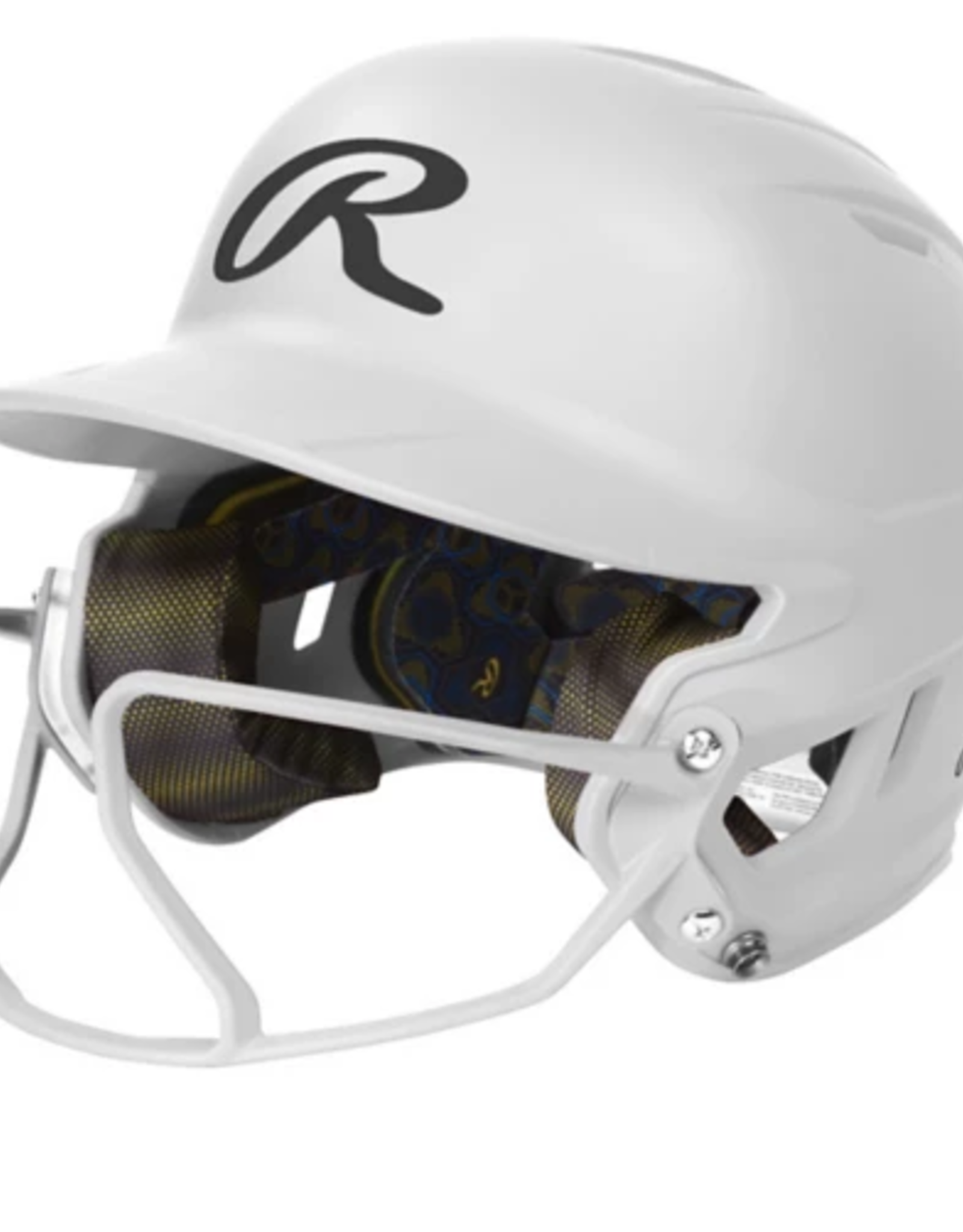 Rawlings RAWLINGS MACH HI-VIZ 1-TONE BATTING HELMET WITH ATTACHED VIZSBFG - MATTE WHITE - SR