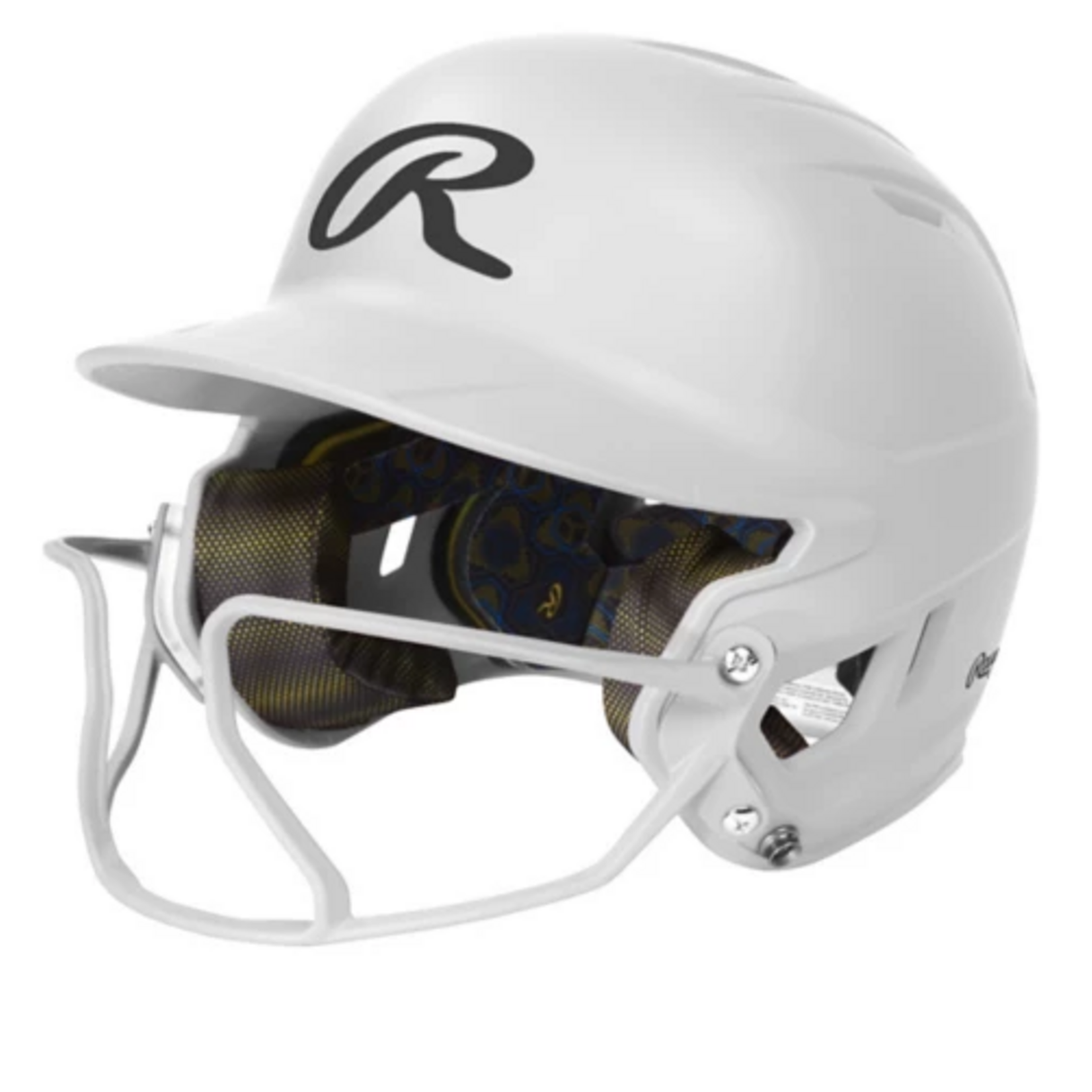 Rawlings RAWLINGS MACH HI-VIZ 1-TONE BATTING HELMET WITH ATTACHED VIZSBFG - MATTE WHITE - SR