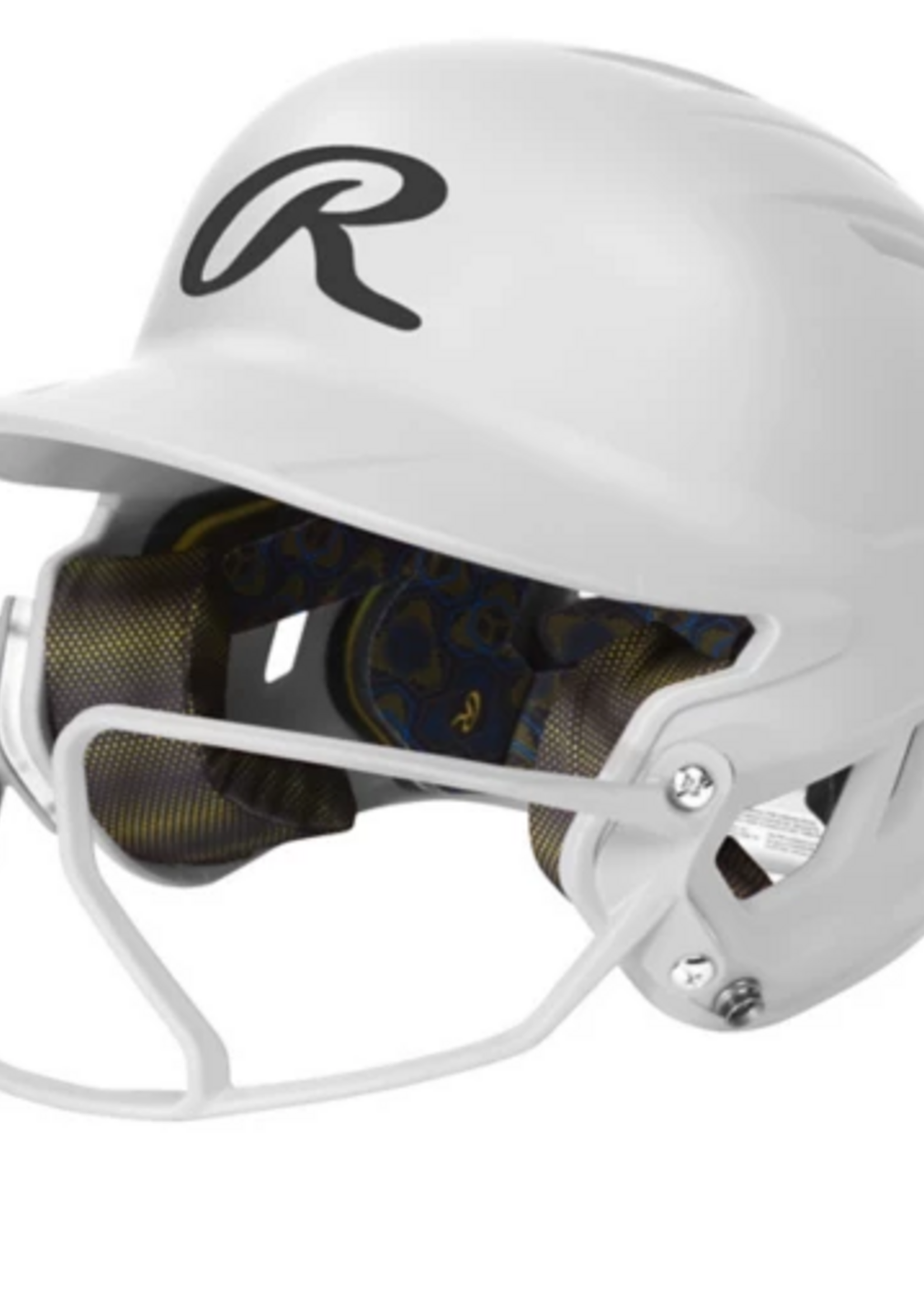 Rawlings RAWLINGS MACH HI-VIZ 1-TONE BATTING HELMET WITH ATTACHED VIZSBFG - MATTE WHITE - SR