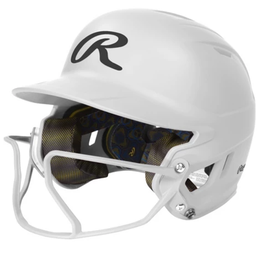 Rawlings RAWLINGS MACH HI-VIZ 1-TONE BATTING HELMET WITH ATTACHED VIZSBFG - MATTE WHITE - SR