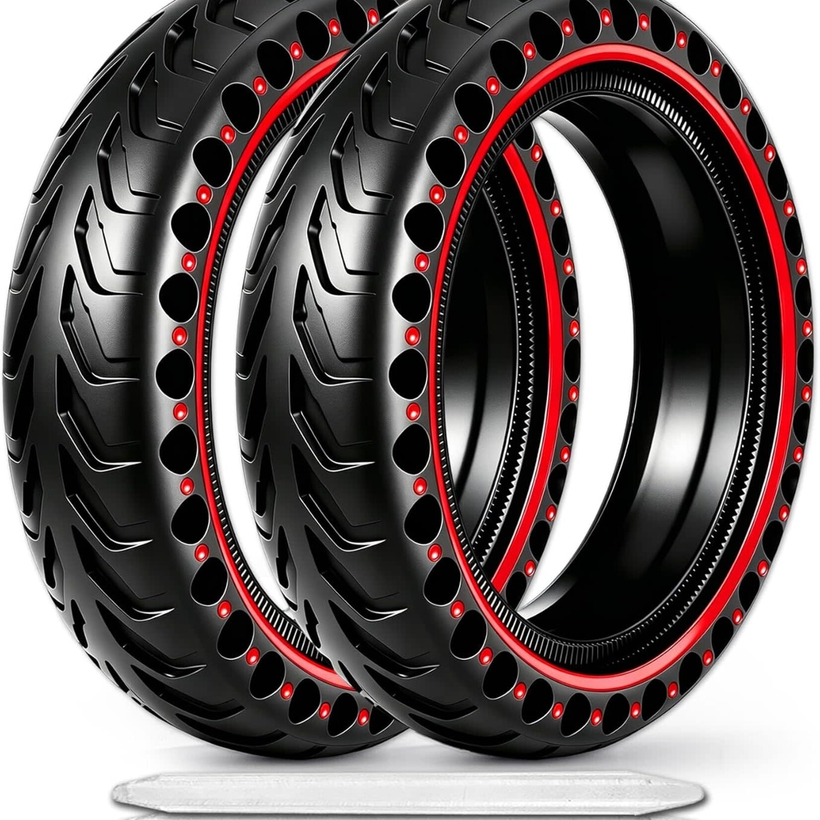 Pneu plein noir/rouge   8.5x2.0 (chq)