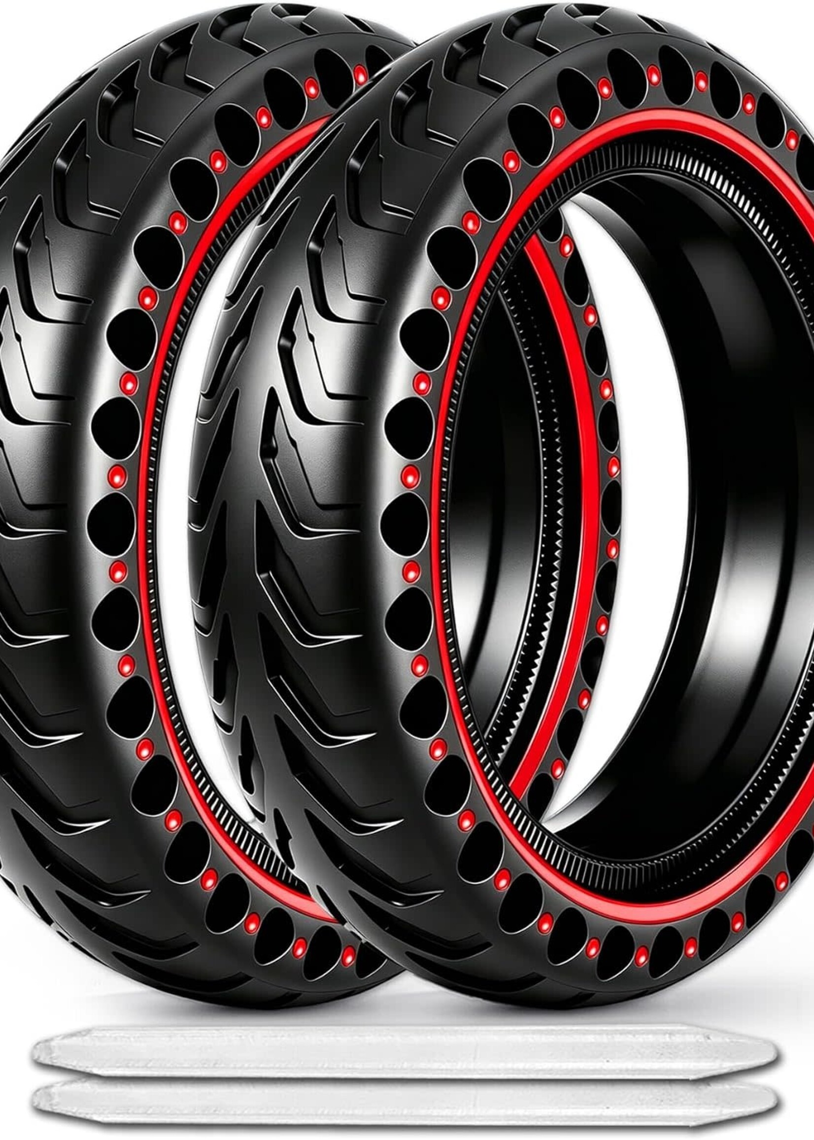 Pneu plein noir/rouge   8.5x2.0 (chq)