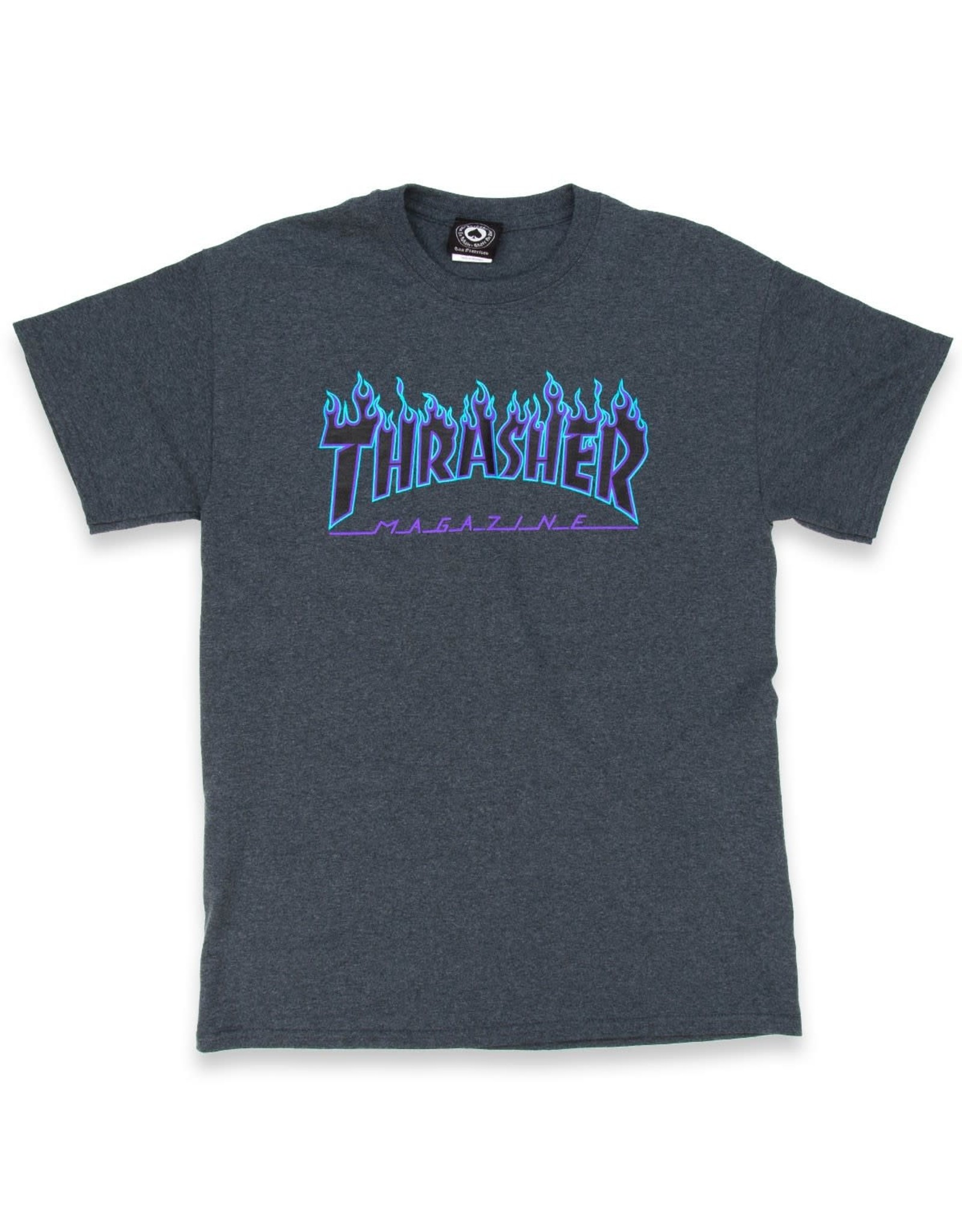 Thrasher Thrasher Tee Mens Flame Logo S/S (Dark Heather)