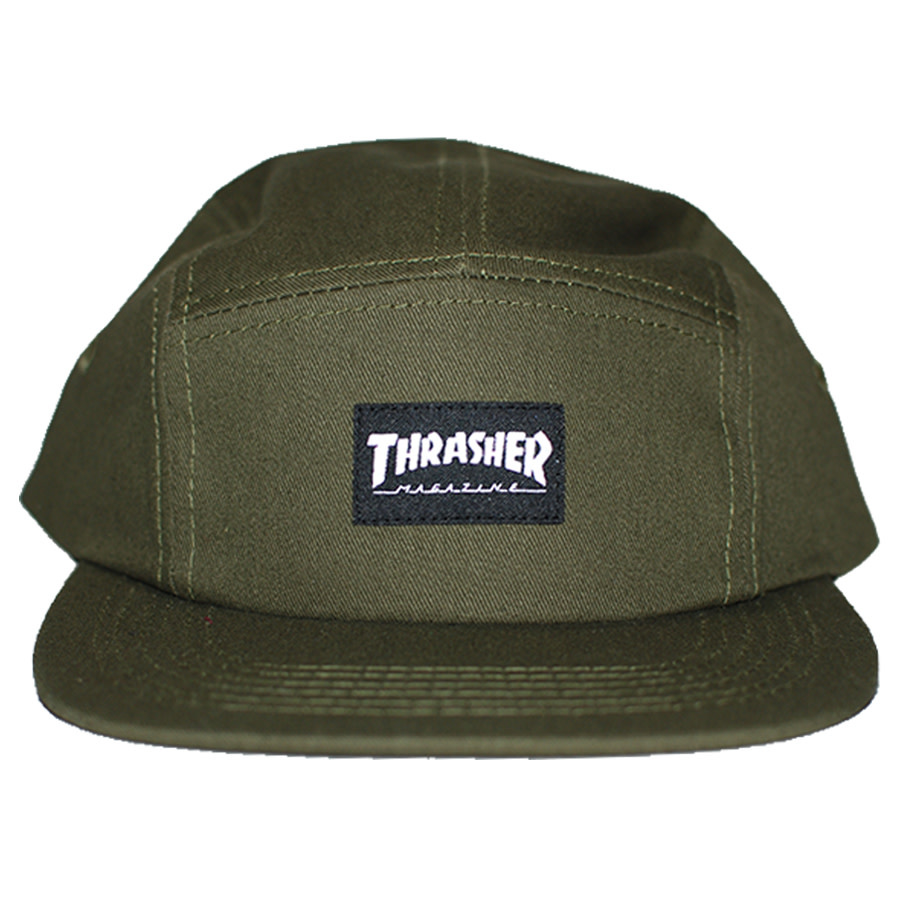 Thrasher Hat 5 Panel Strapback (Army 