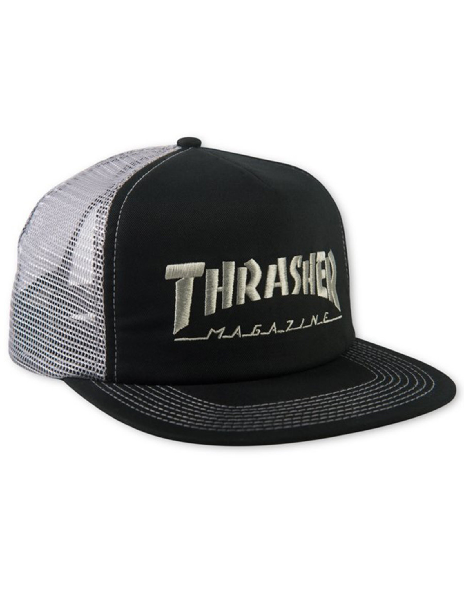 Thrasher Thrasher Hat Magazine Logo Embroidered Mesh Snapback (Black/Grey)