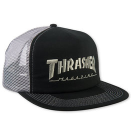 Thrasher Thrasher Hat Magazine Logo Embroidered Mesh Snapback (Black/Grey)