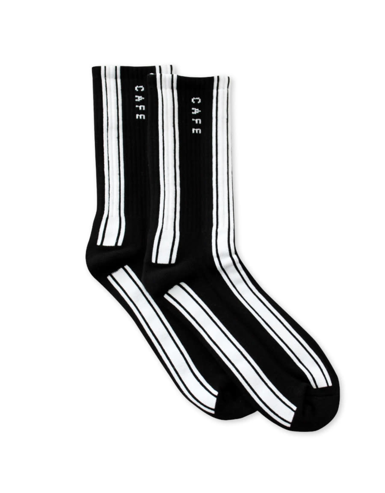 Cafe Socks Stripe Hi Crew (Black/White)
