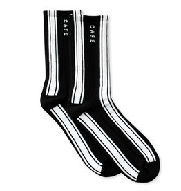 Cafe Socks Stripe Hi Crew (Black/White)