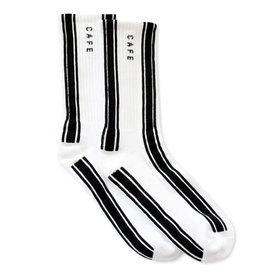 Cafe Cafe Socks Stripe Hi Crew (White/Black)