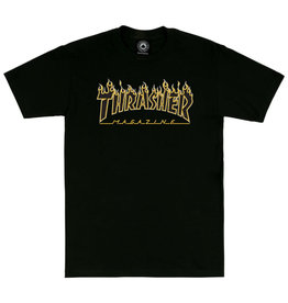 Thrasher Thrasher Tee Mens Flame Logo S/S (Black/Black/Yellow)
