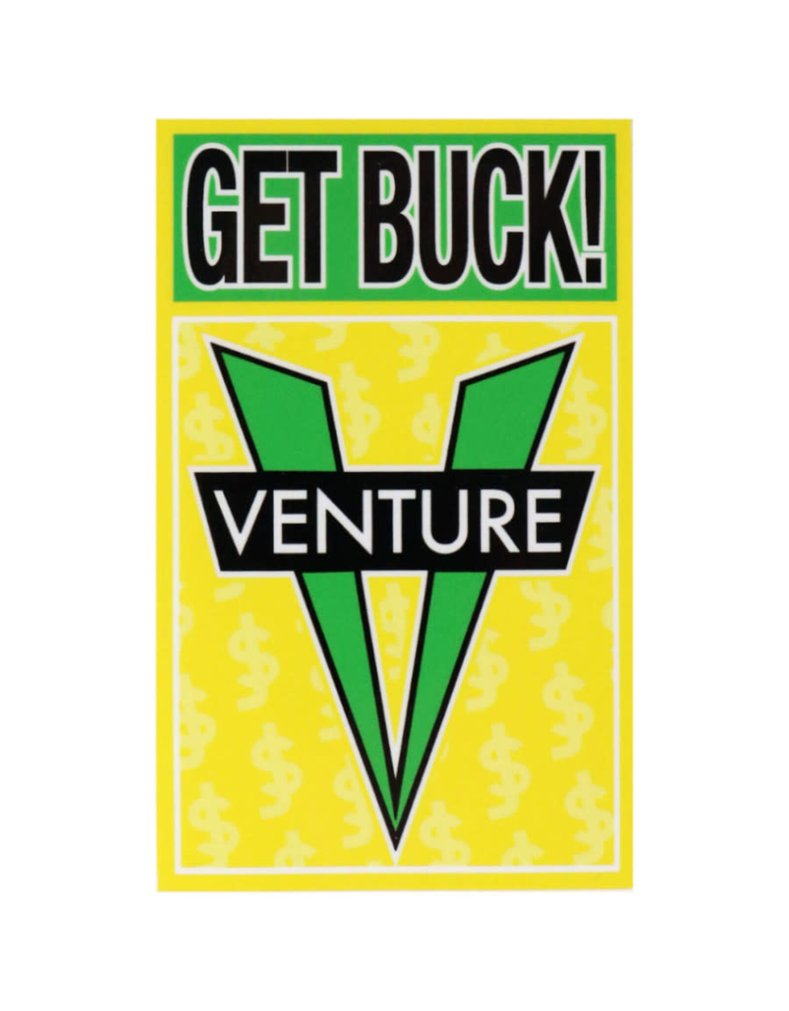 Venture Trucks Venture Sticker X Shake Junt Get Buck Yellow/Green (4.5")