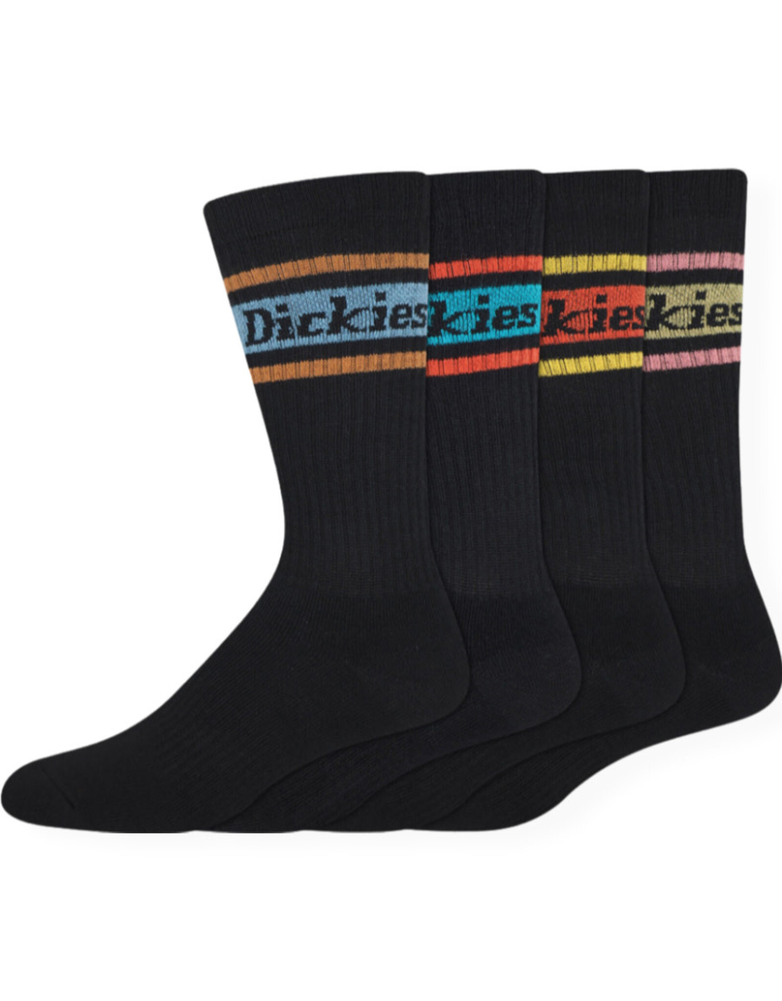 Dickies Dickies Socks Rugby Stripe Crew 6-12 (Black/Fall/4-Pack)