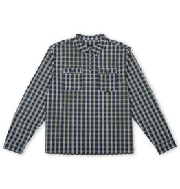 Theories Theories Woven Field Quarter Zip L/S (Navy Plaid)