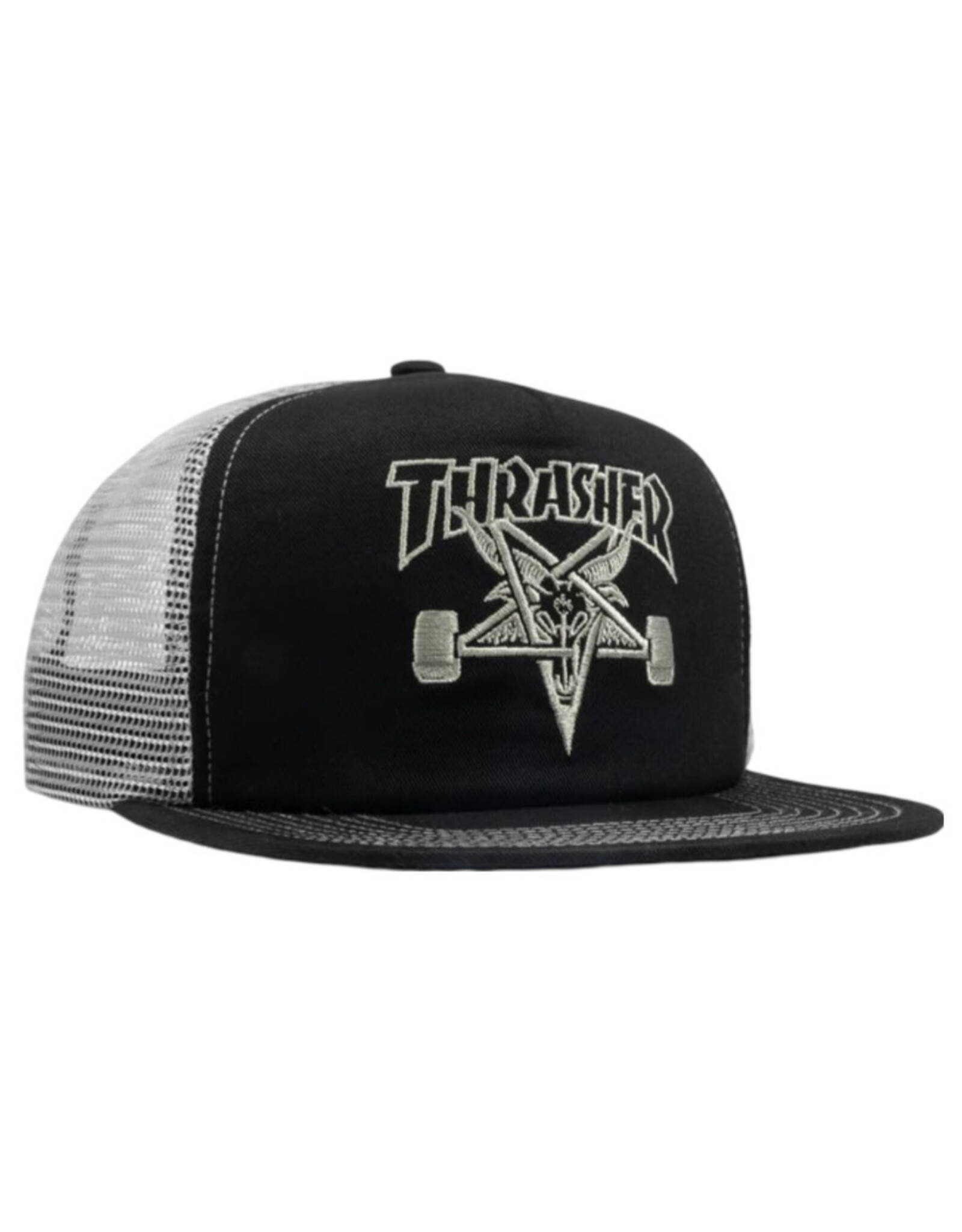 Thrasher Thrasher Hat Sk8 Goat Trucker Snapback (Black/Grey)