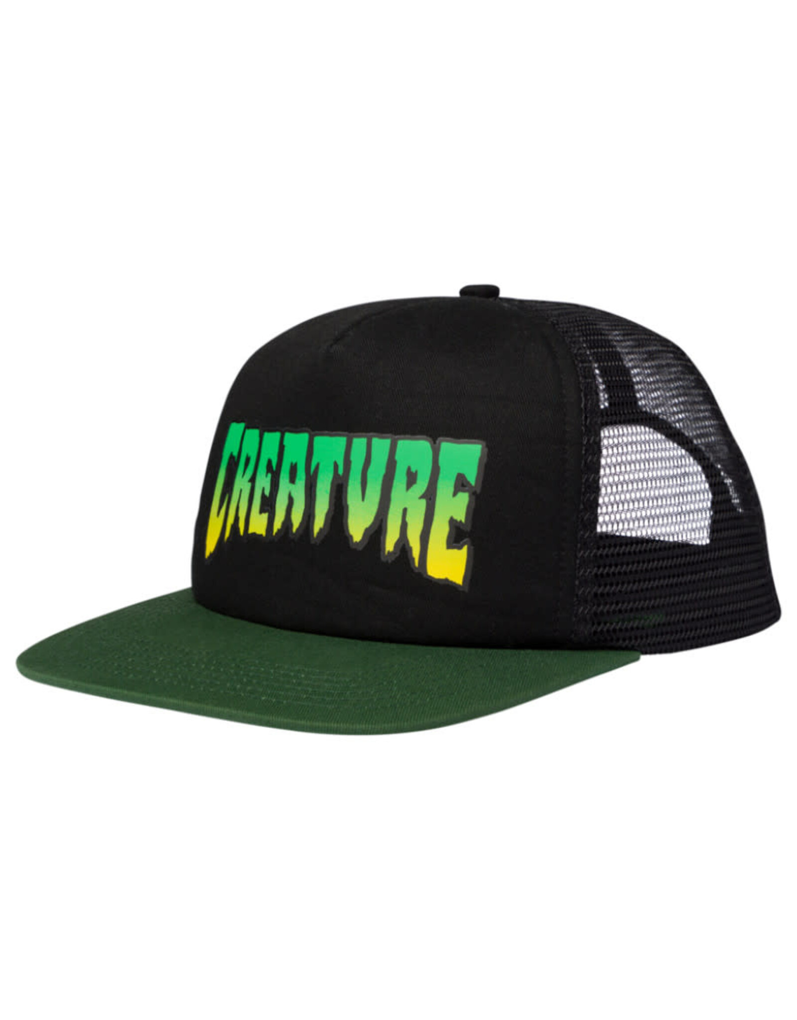 Creature Creature Hat Logo High Profile Mesh Trucker Snapback (Black/Green)