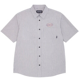 GX1000 GX-1000 Woven Railroad Stripe Button Down S/S (White)
