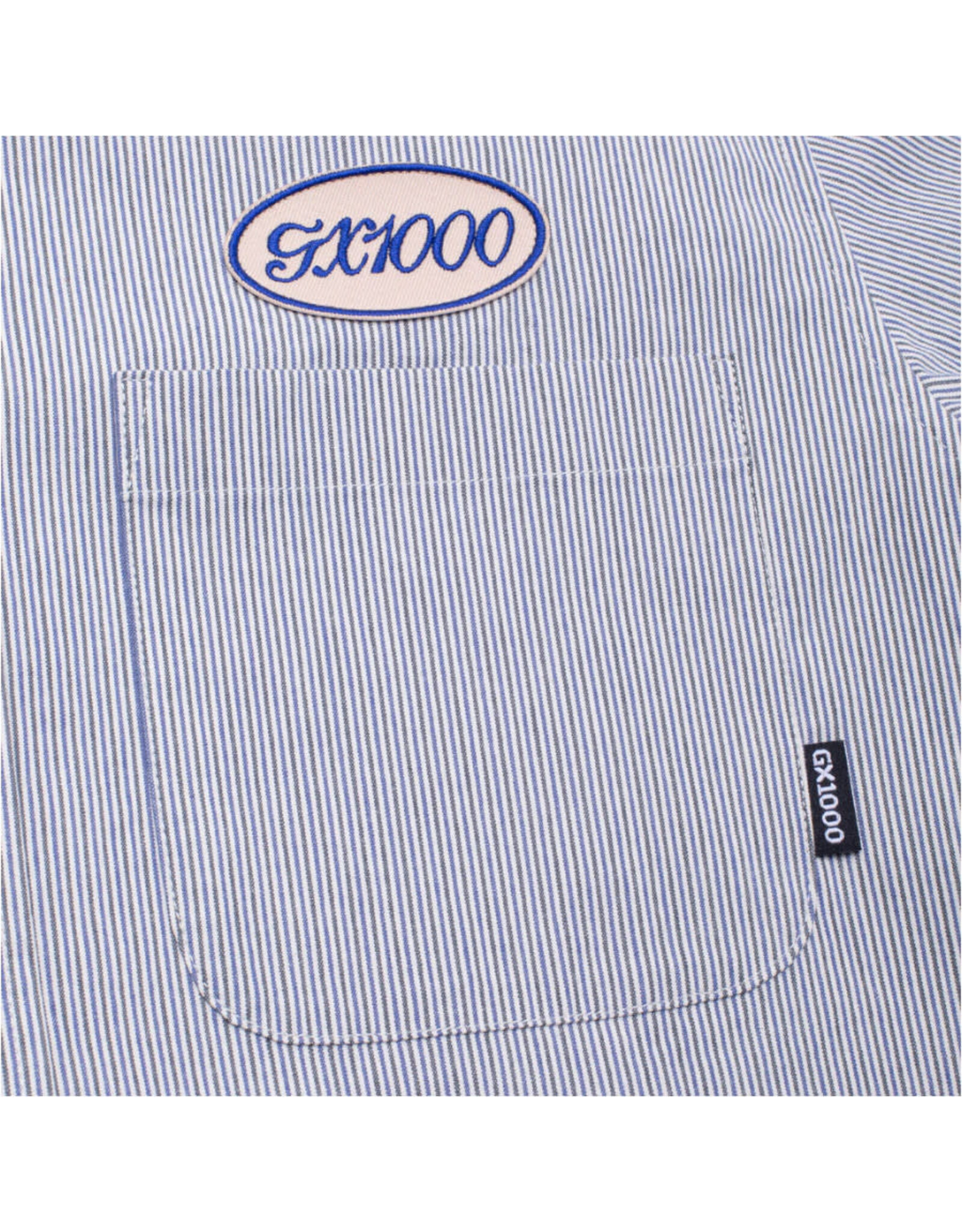 GX1000 GX-1000 Woven Railroad Stripe Button Down S/S (White)