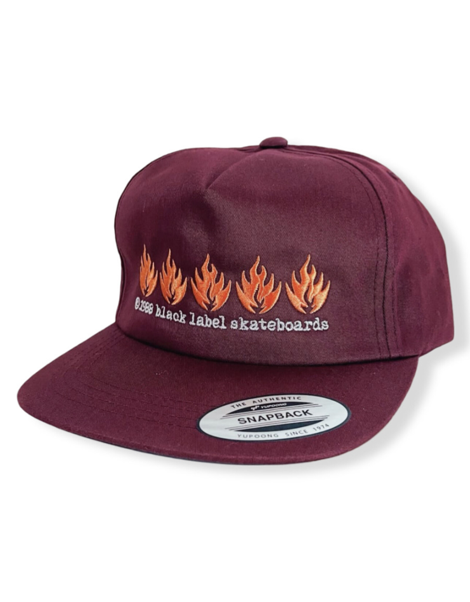 Black Label Black Label Hat 5 Flame 5 Panel Snapback (Burgundy)