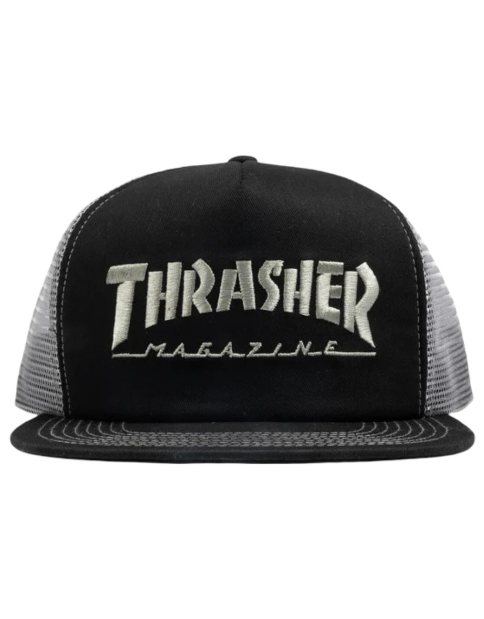 Thrasher Thrasher Hat Magazine Logo Embroidered Trucker Snapback (Black/Grey)