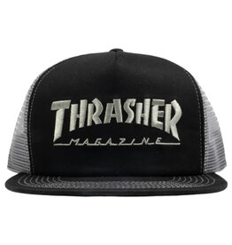 Thrasher Thrasher Hat Magazine Logo Embroidered Trucker Snapback (Black/Grey)