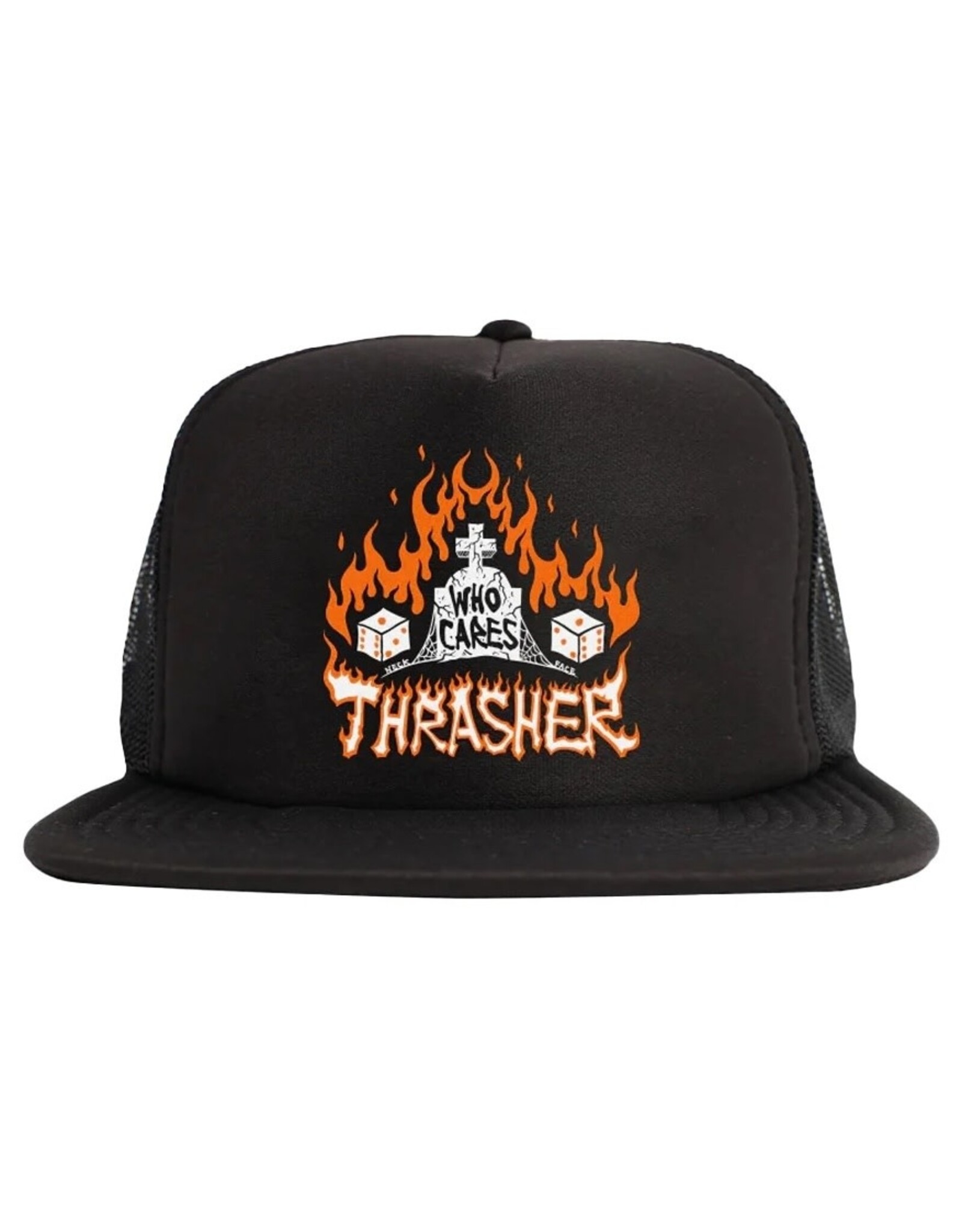 Thrasher Thrasher Hat Who Cares By Neckface Trucker Snapback (Black)