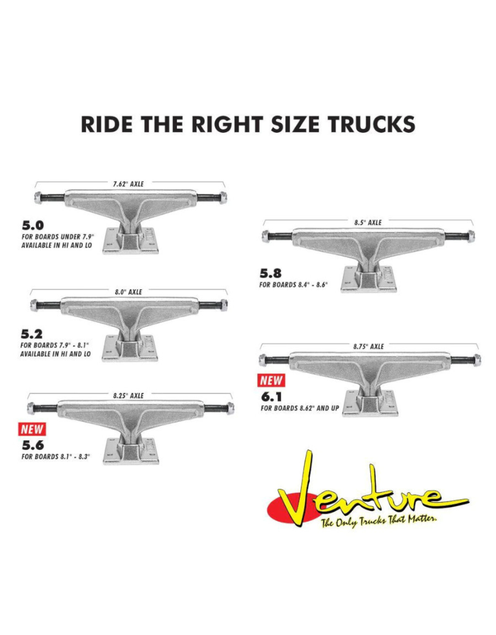 Venture Trucks Venture Trucks 5.2H Salt Pepper 2 Black/White (Sold As Pair)