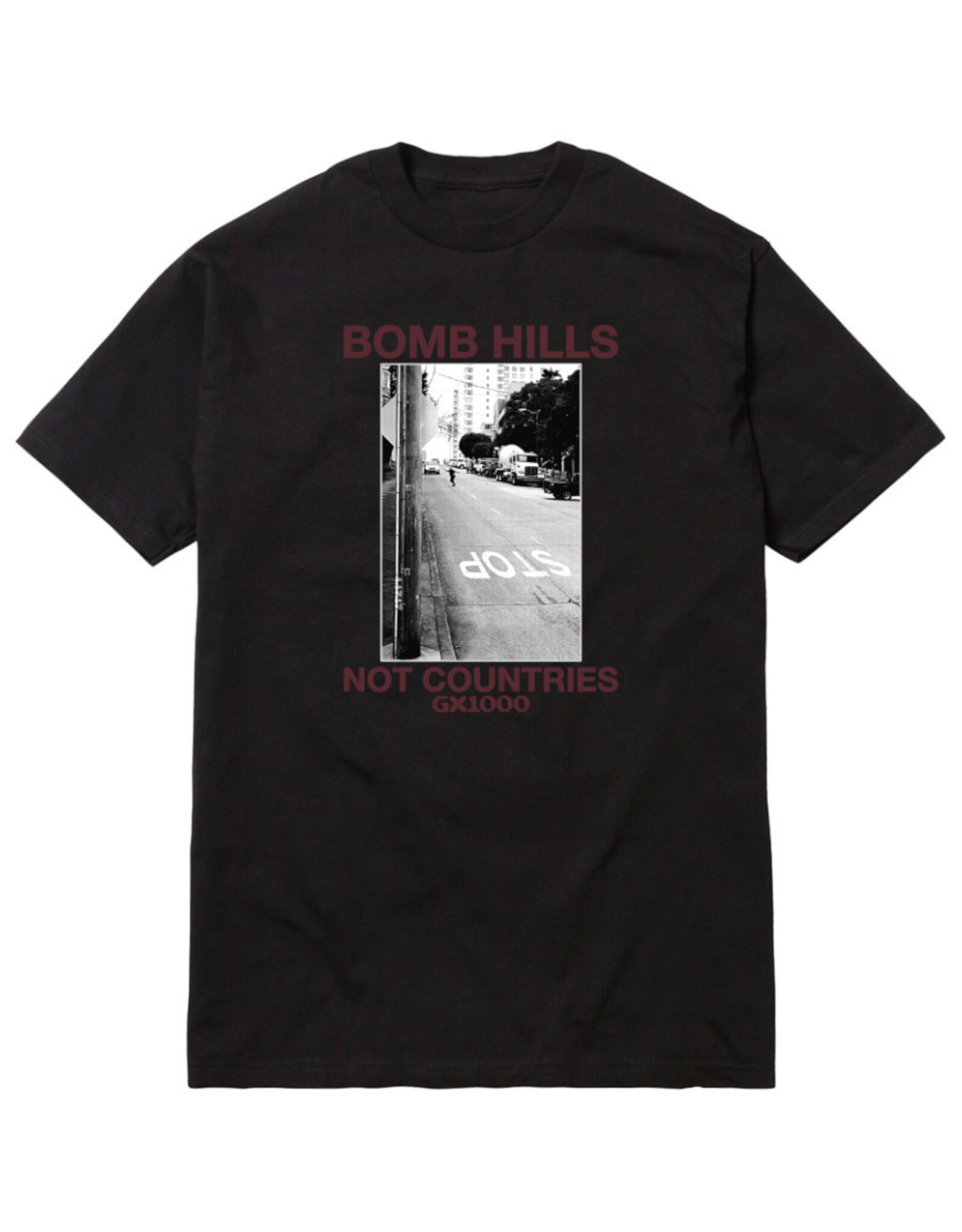 GX1000 GX-1000 Tee Bomb Hills Not Countries S/S (Black/Burgundy)