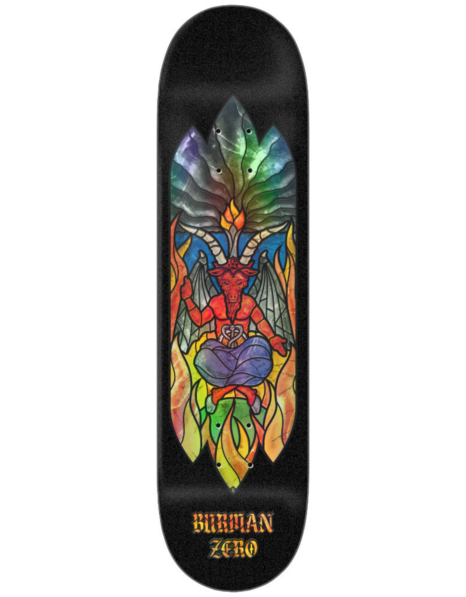 Zero Skateboards Zero Deck Dane Burman Stained Glass Baphomet (8.625)