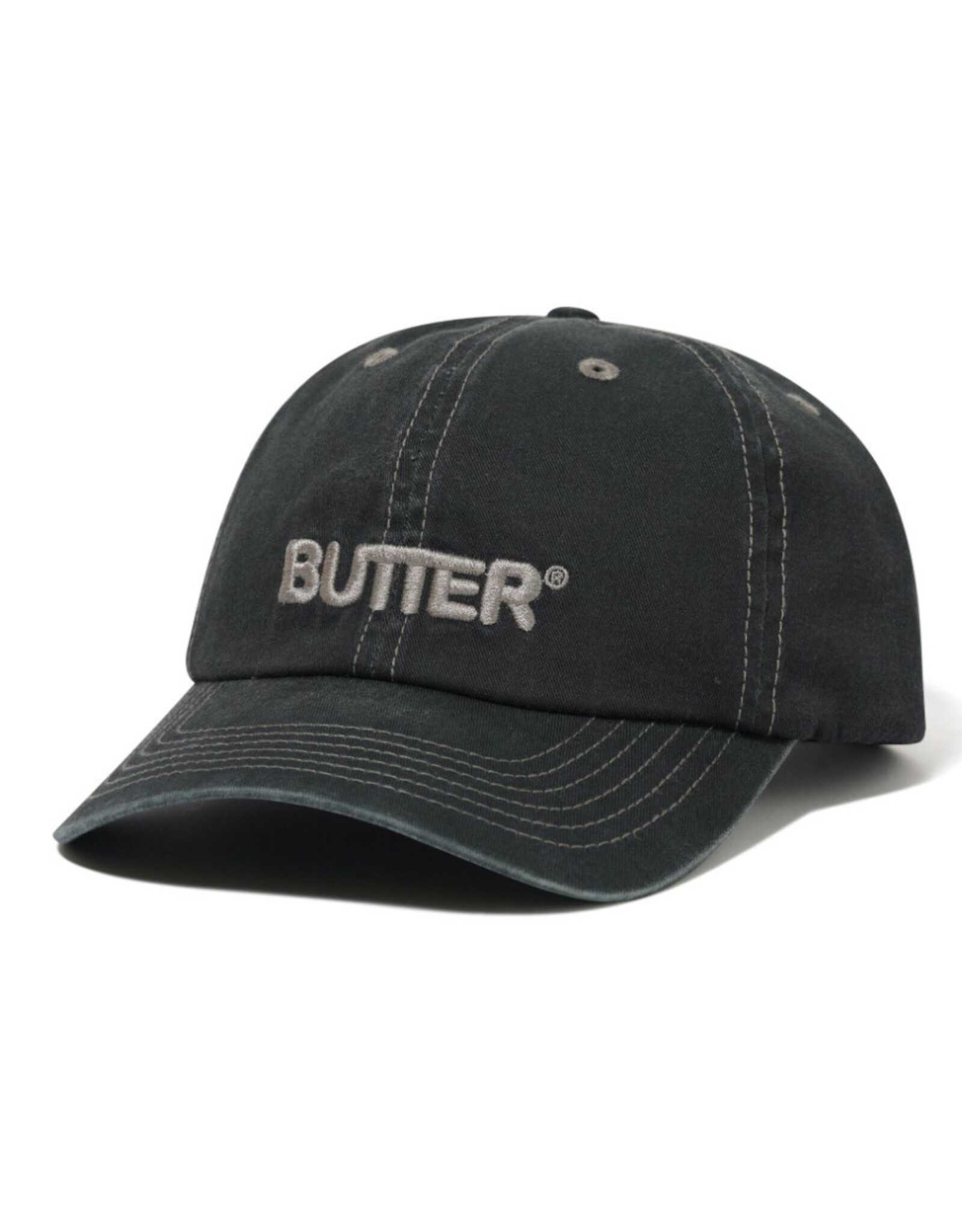 Butter Goods Butter Goods Hat Rounded Logo 6 Panel Strapback (Washed Black)