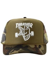 Thrasher Thrasher Hat X Spitfire Thrash And Burn Trucker Snapback (Camo Green)