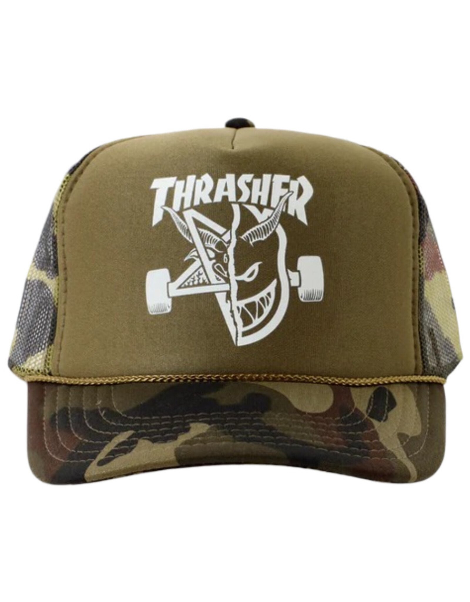 Thrasher Thrasher Hat X Spitfire Thrash And Burn Trucker Snapback (Camo Green)