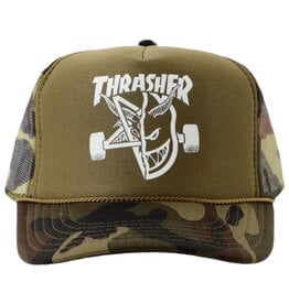 Thrasher Thrasher Hat X Spitfire Thrash And Burn Trucker Snapback (Camo Green)