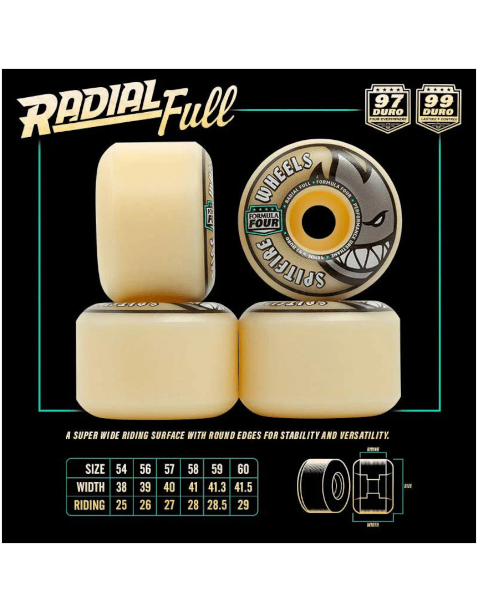 Spitfire Spitfire Wheels Formula Four Radial Full Blue (55mm/99d)