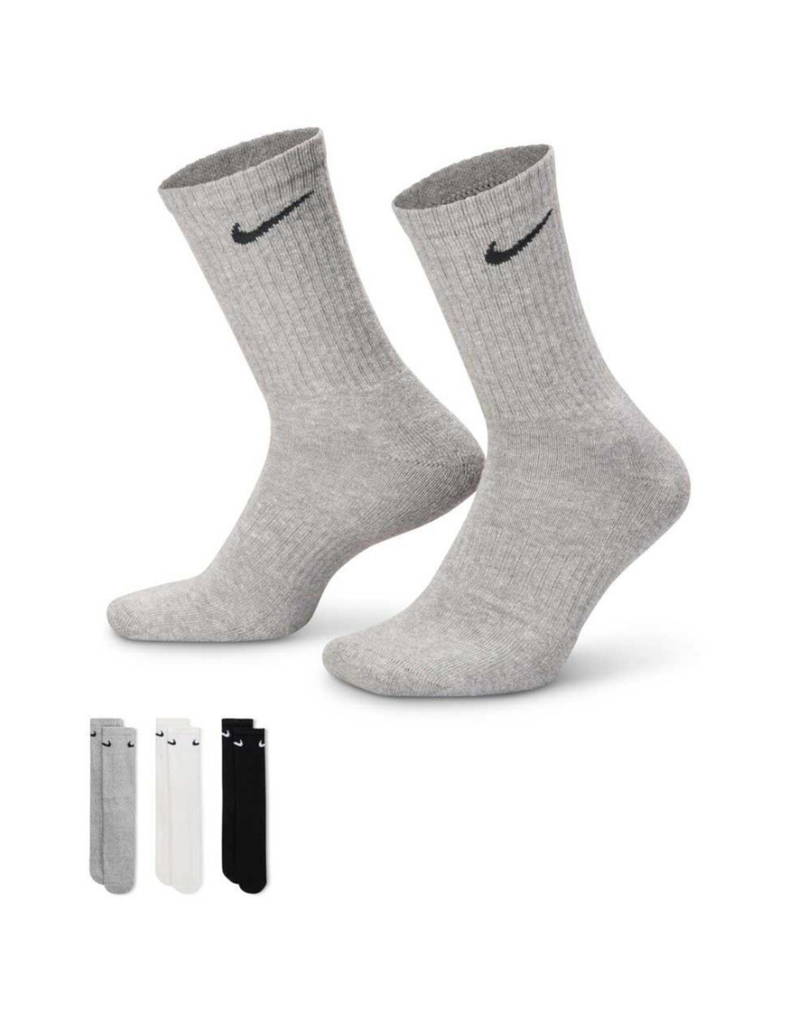 Nike SB Nike Socks Everyday Cushioned Crew Black/Grey/White Large (6-Pack)