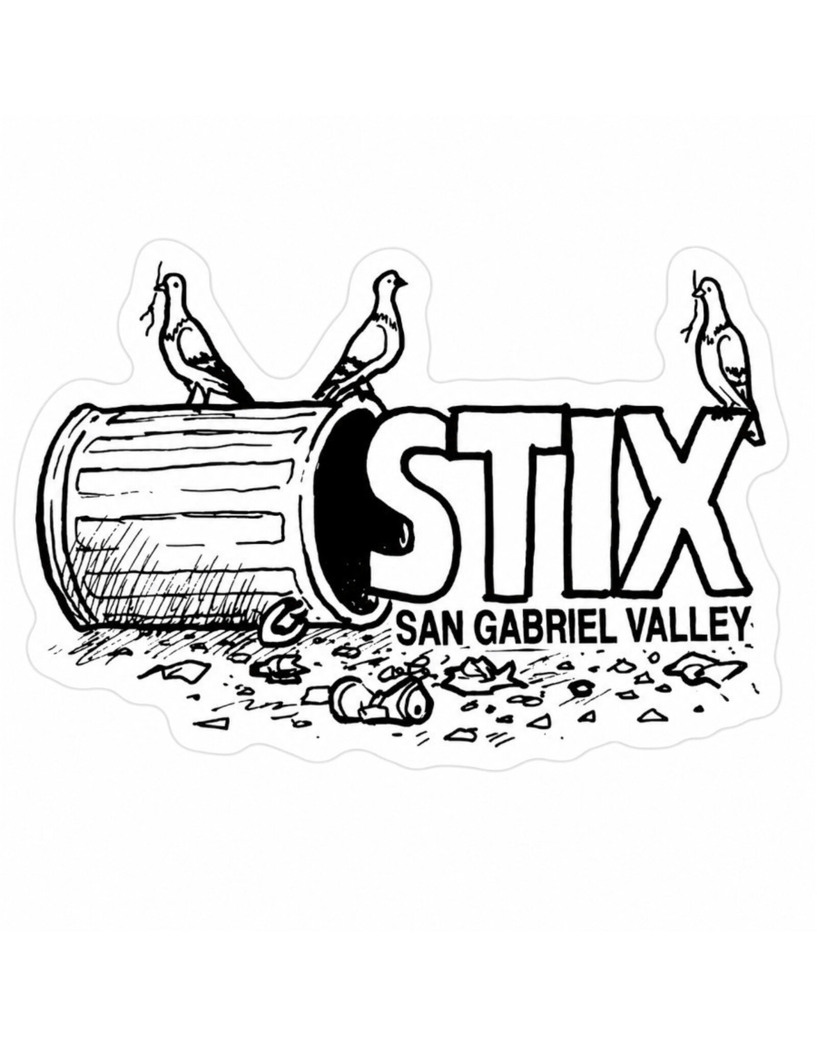 Stix SGV Stix SGV Sticker Todd Francis Trash Can 4" (White/Black)