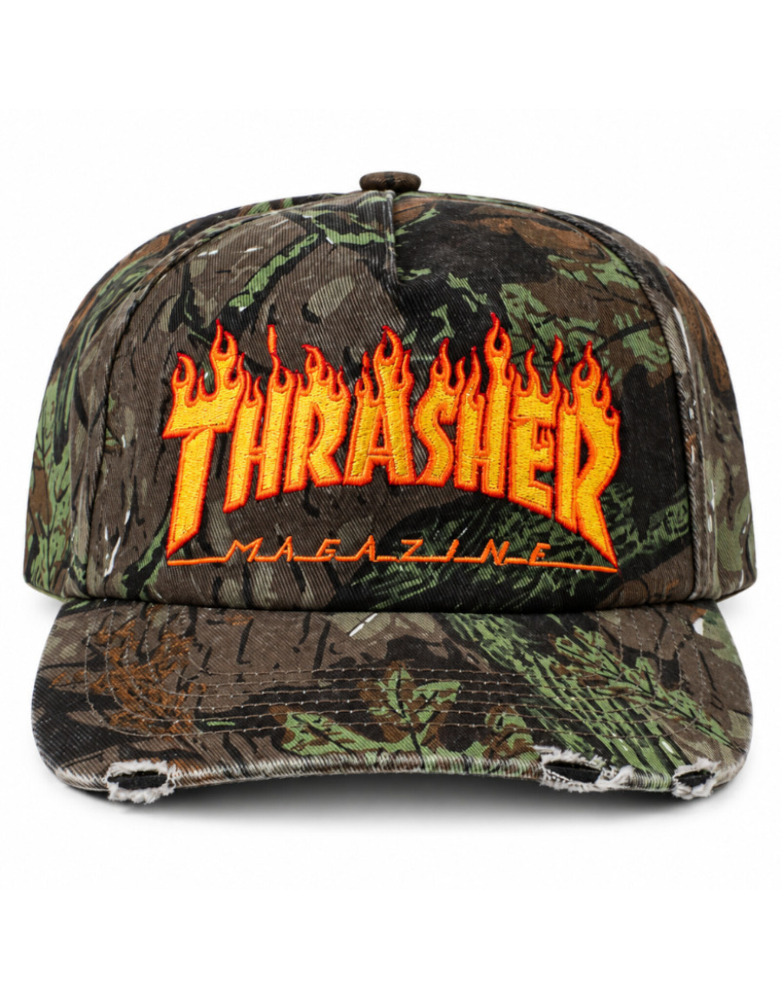 Thrasher Thrasher Hat Flame Distressed Snapback (Camo)