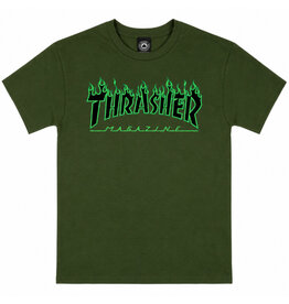 Thrasher Thrasher Tee Mens Flame S/S (Green/Black)